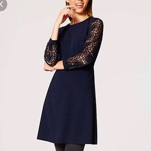 Loft Navy lace sleeve dress